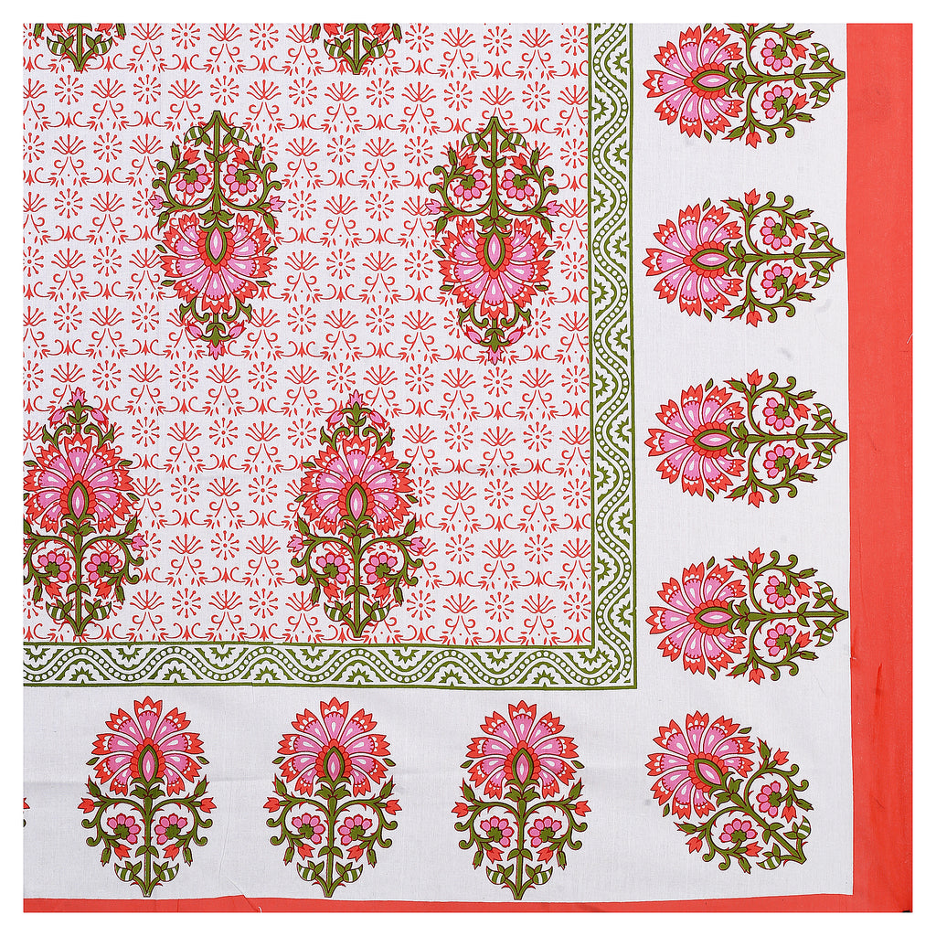 59" Elegant Floral Vine Print 100% Cotton Single Bedsheet with 1 Pillow Cover (60x90)