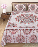 Rangmahal Collection 90x108 Viscose Double Bedsheet with Intricate Motifs & Matching Pillow Covers