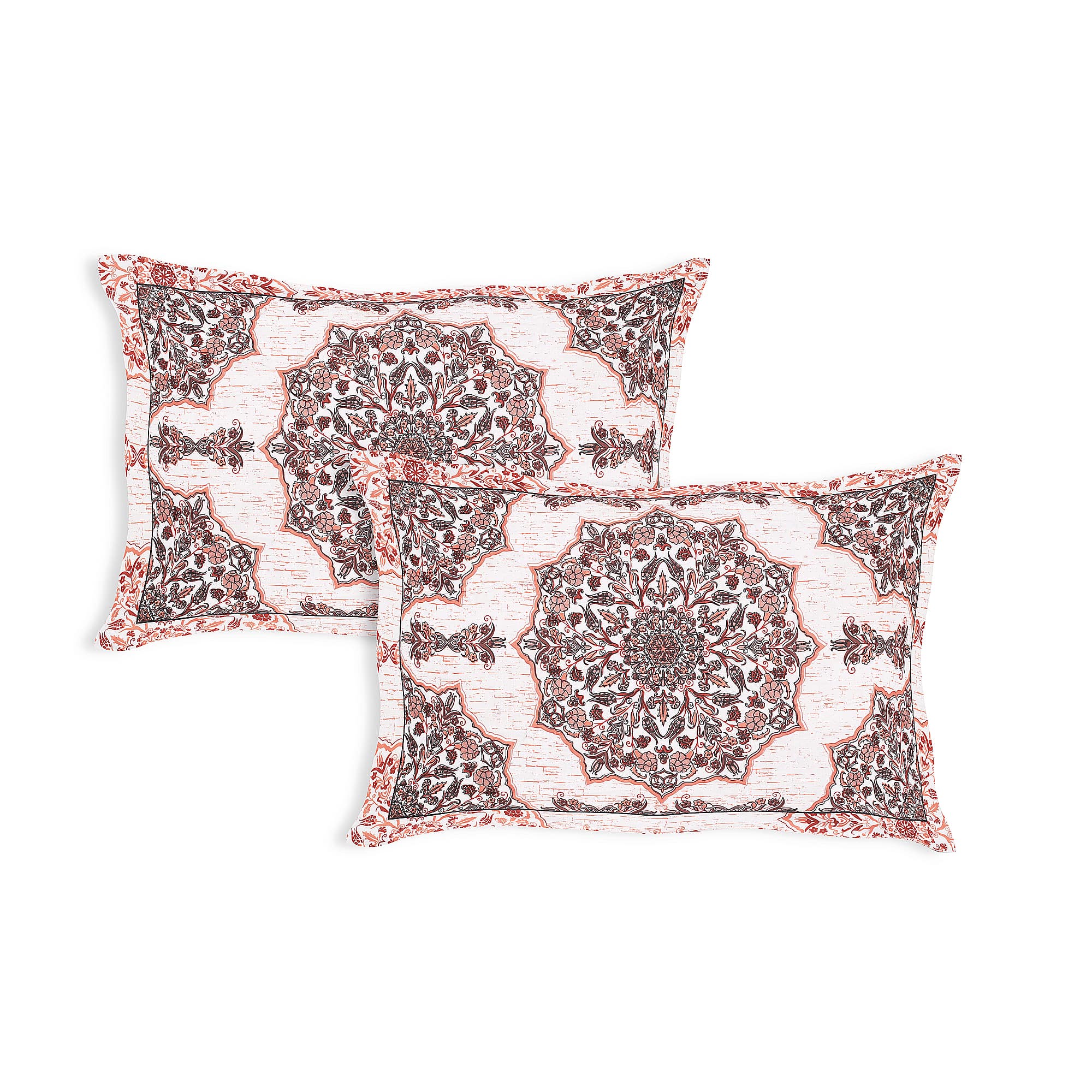 Rangmahal Collection 90x108 Viscose Double Bedsheet with Intricate Motifs & Matching Pillow Covers