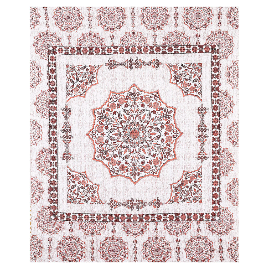 Rangmahal Collection 90x108 Viscose Double Bedsheet with Intricate Motifs & Matching Pillow Covers