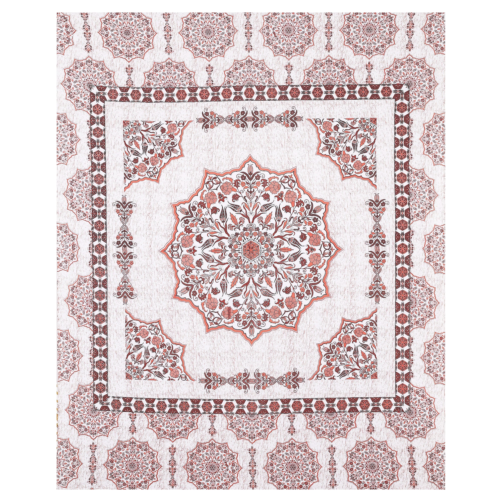 Rangmahal Collection 90x108 Viscose Double Bedsheet with Intricate Motifs & Matching Pillow Covers