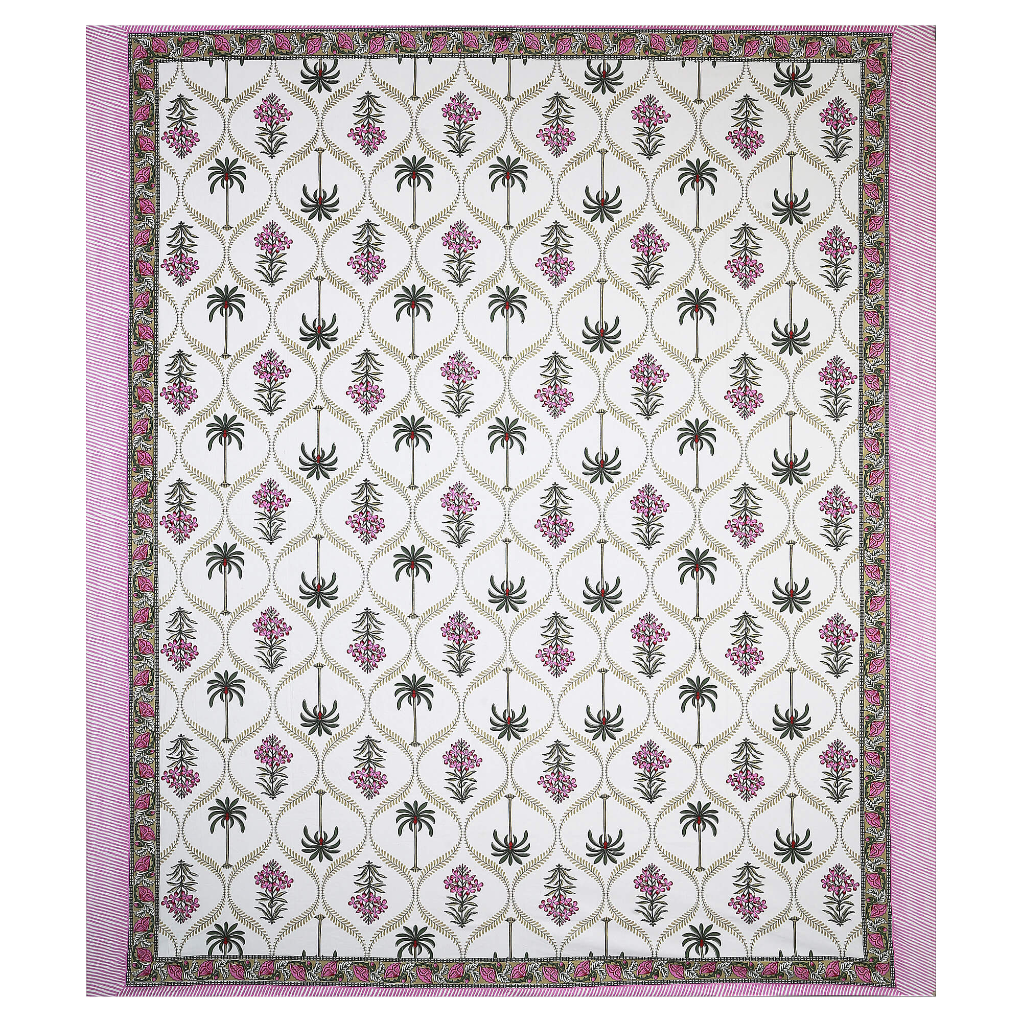 95x108 Viscose Hungama Collection Double Bedsheet with Palm & Floral Design and Pillow Covers
