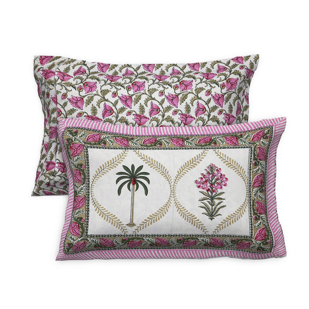 95x108 Viscose Hungama Collection Double Bedsheet with Palm & Floral Design and Pillow Covers