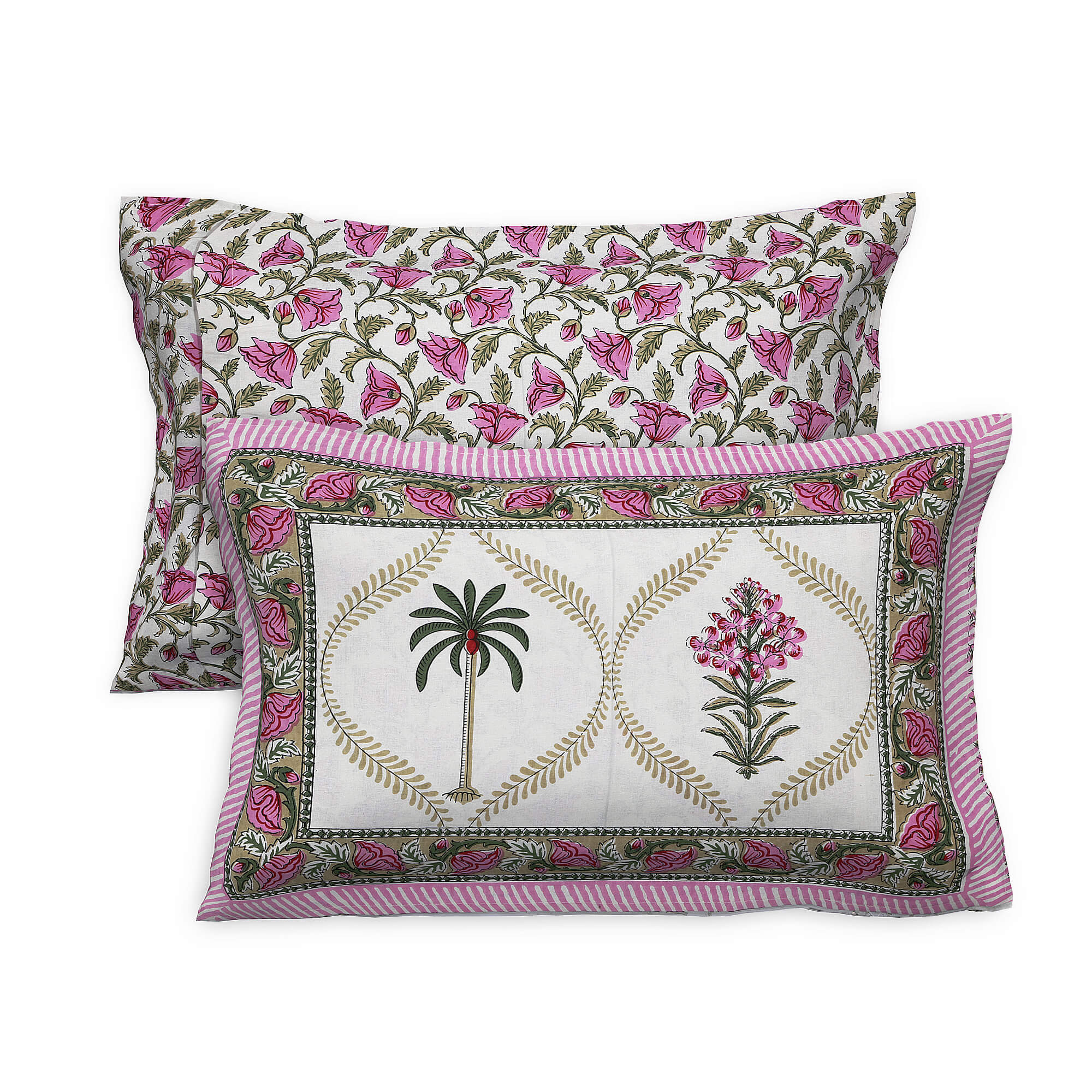 95x108 Viscose Hungama Collection Double Bedsheet with Palm & Floral Design and Pillow Covers