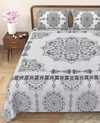 Rangmahal Collection 90x108 Viscose Double Bedsheet with Intricate Motifs & Matching Pillow Covers