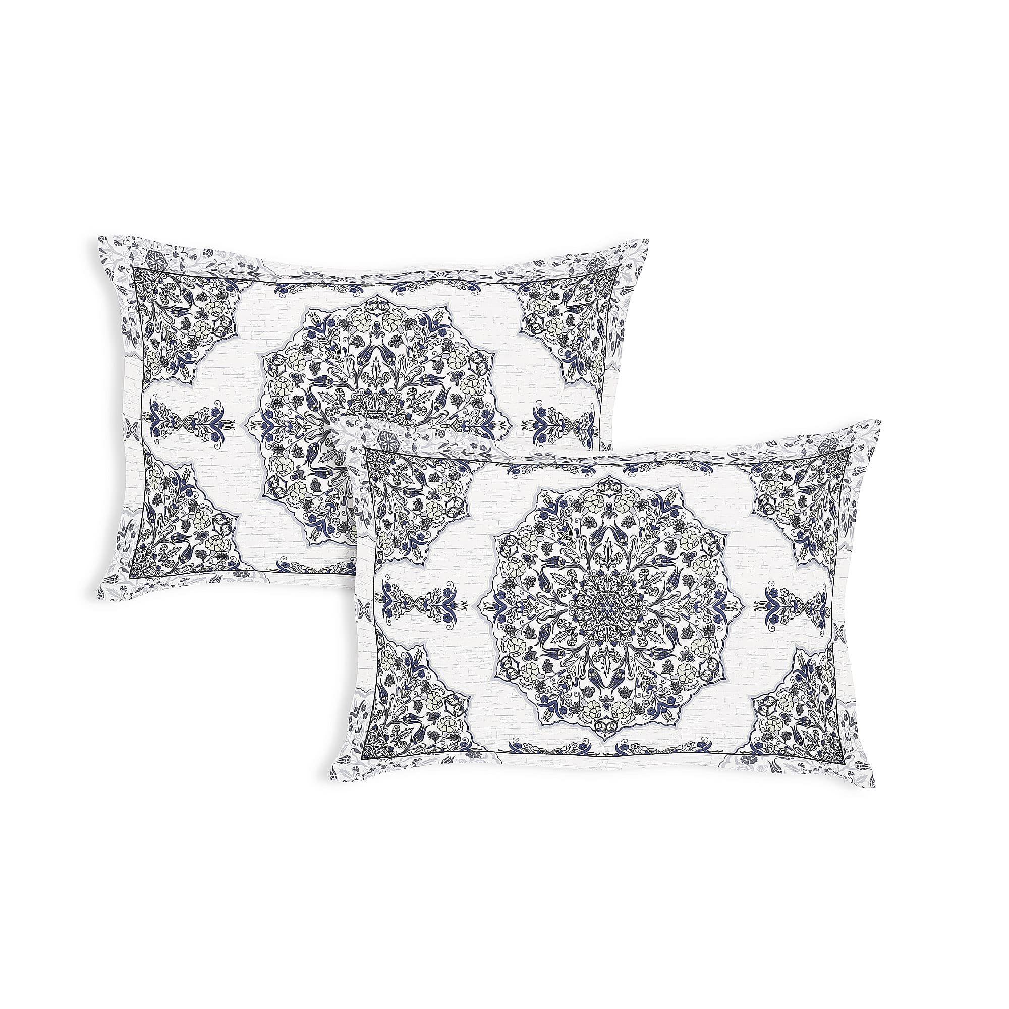 Rangmahal Collection 90x108 Viscose Double Bedsheet with Intricate Motifs & Matching Pillow Covers