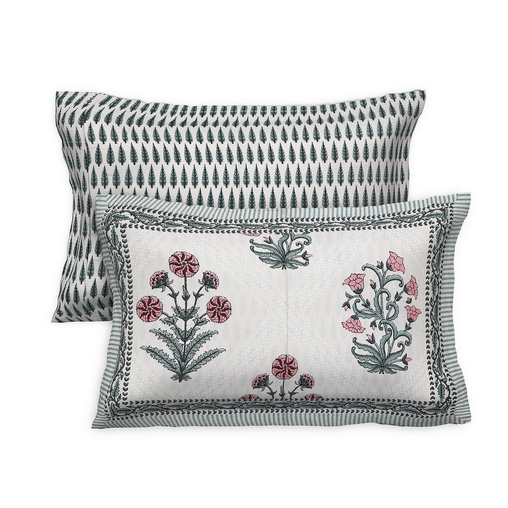 95x108 Viscose Hungama Collection Double Bedsheet with Traditional Leaf & Floral Print + Pillow Covers