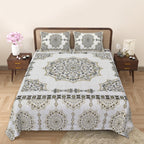 Rangmahal Collection 90x108 Viscose Double Bedsheet with Intricate Motifs & Matching Pillow Covers