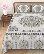 Rangmahal Collection 90x108 Viscose Double Bedsheet with Intricate Motifs & Matching Pillow Covers