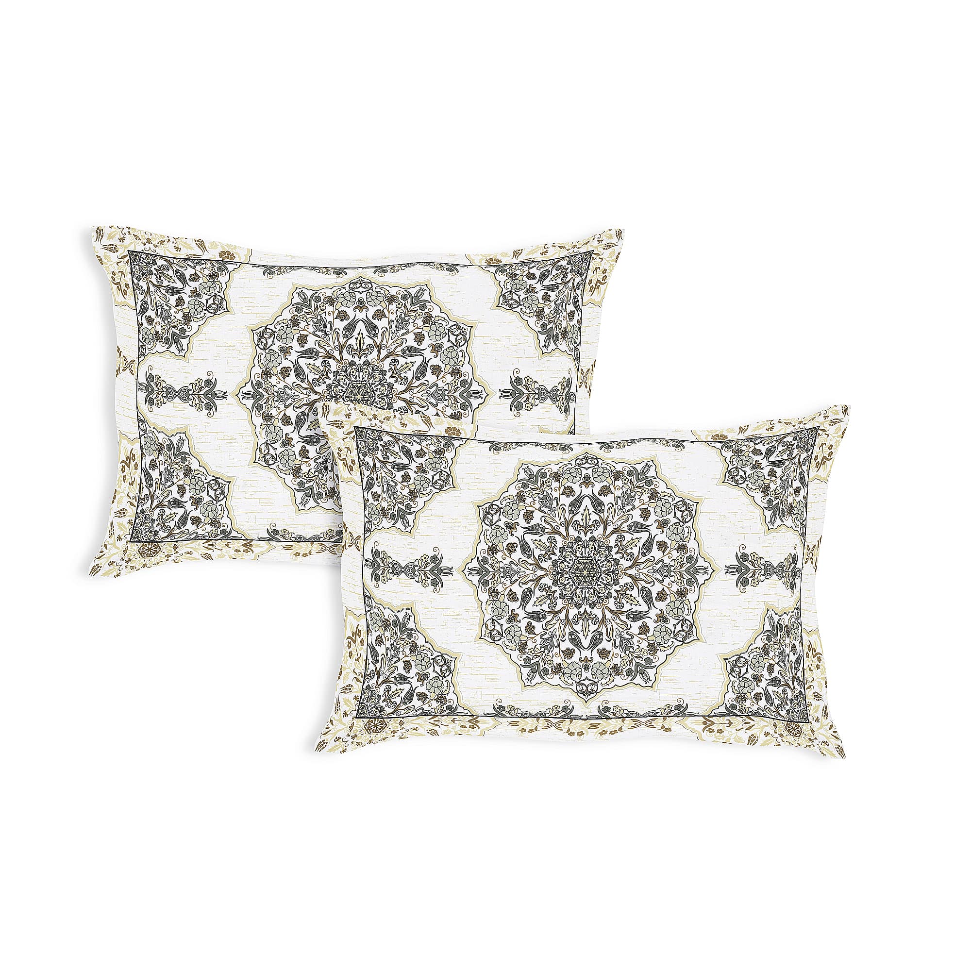 Rangmahal Collection 90x108 Viscose Double Bedsheet with Intricate Motifs & Matching Pillow Covers