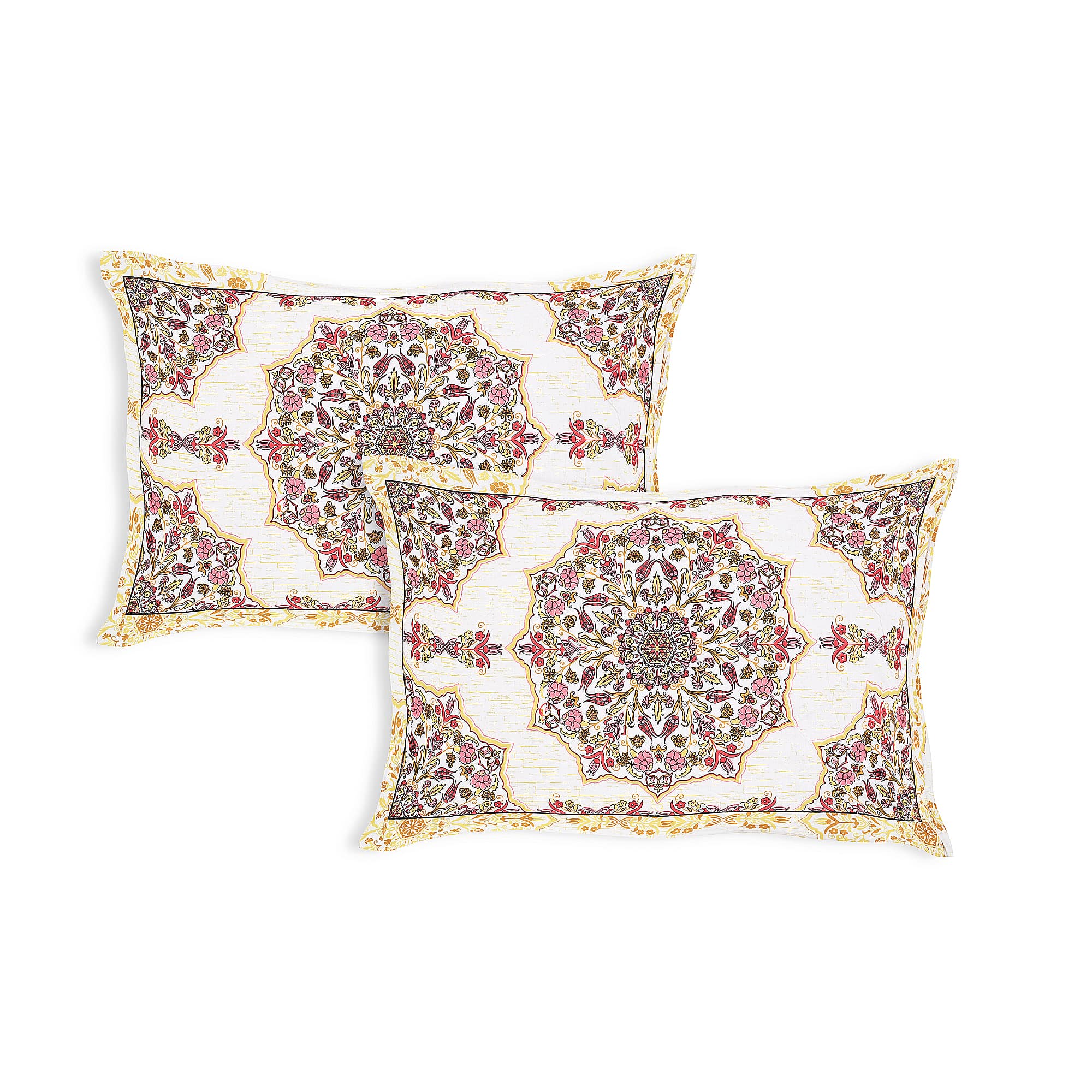 Rangmahal Collection 90x108 Viscose Double Bedsheet with Intricate Motifs & Matching Pillow Covers