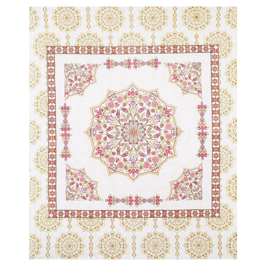Rangmahal Collection 90x108 Viscose Double Bedsheet with Intricate Motifs & Matching Pillow Covers