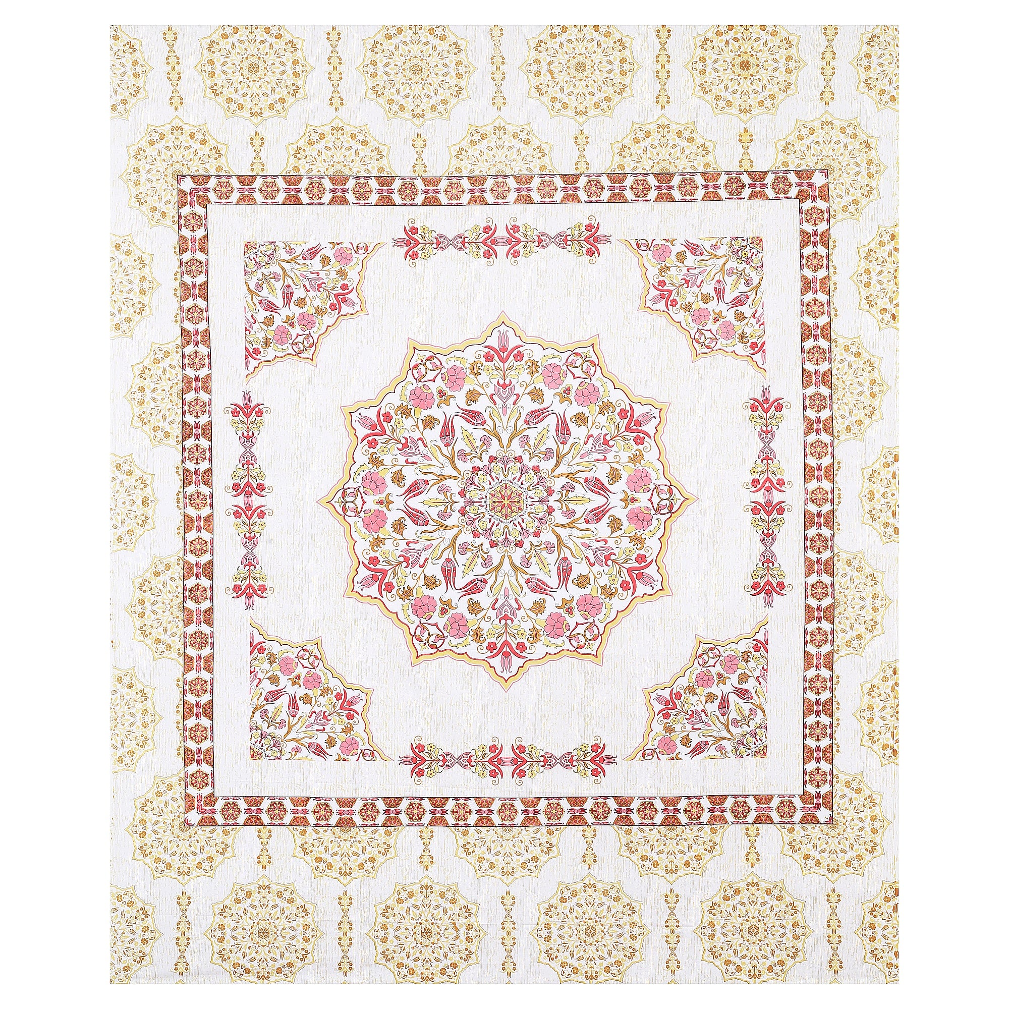 Rangmahal Collection 90x108 Viscose Double Bedsheet with Intricate Motifs & Matching Pillow Covers