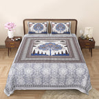 Rangmahal Collection 90x108 Viscose Double Bedsheet with Artistic Tree of Life Design & Matching Pillow Covers
