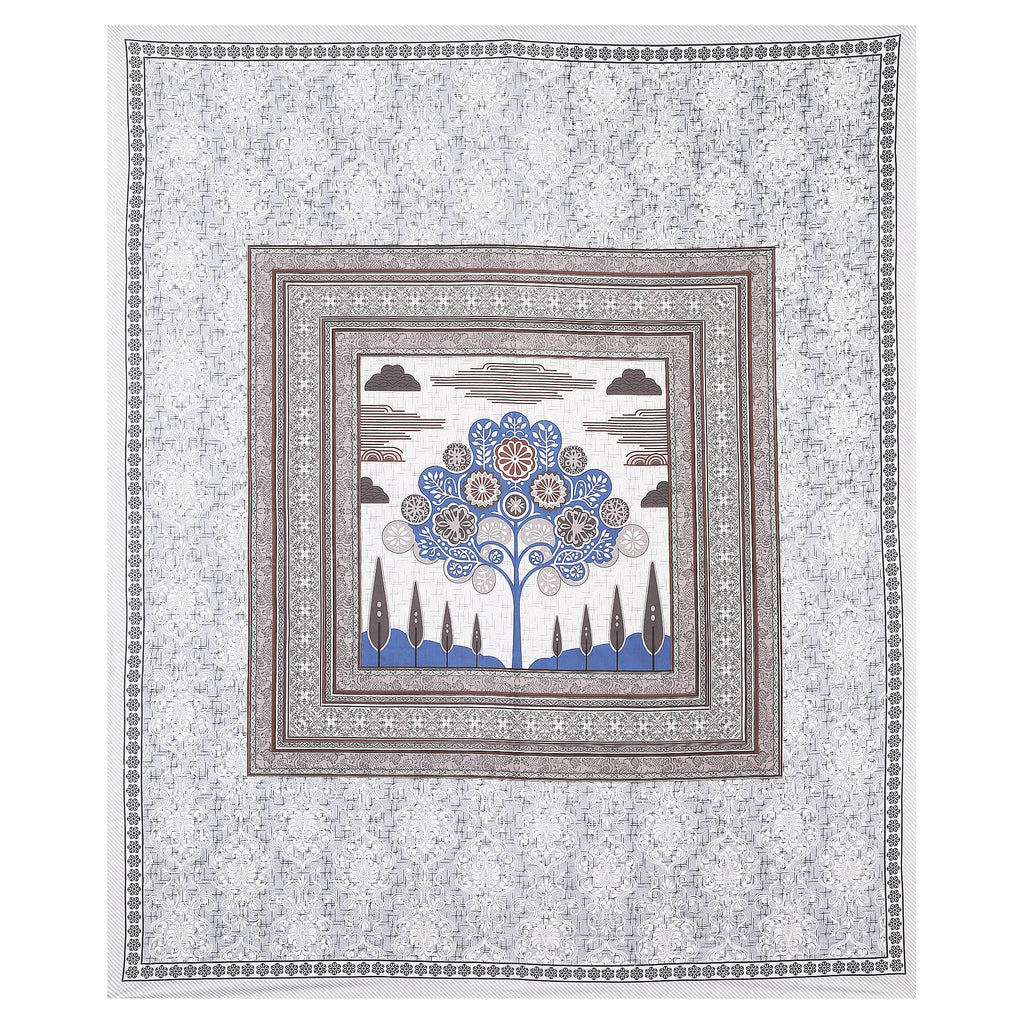 Rangmahal Collection 90x108 Viscose Double Bedsheet with Artistic Tree of Life Design & Matching Pillow Covers
