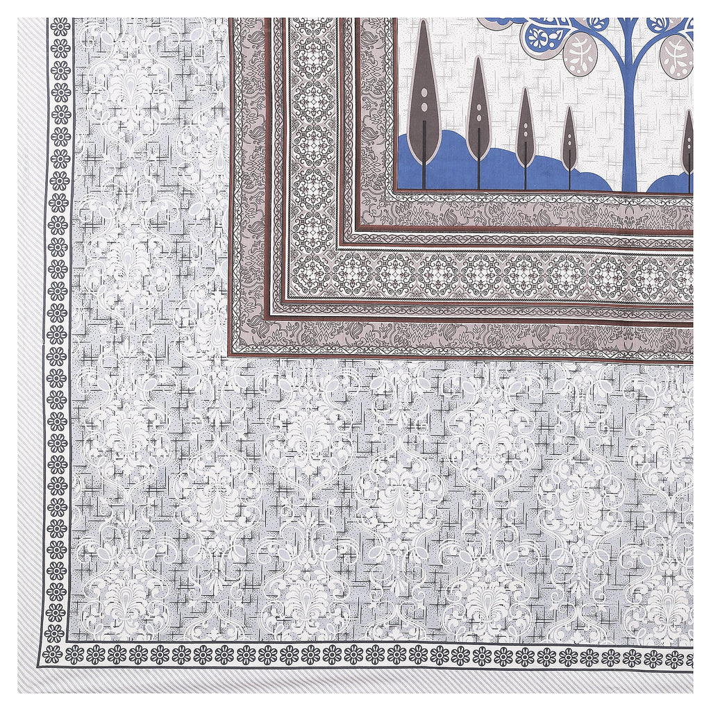 Rangmahal Collection 90x108 Viscose Double Bedsheet with Artistic Tree of Life Design & Matching Pillow Covers
