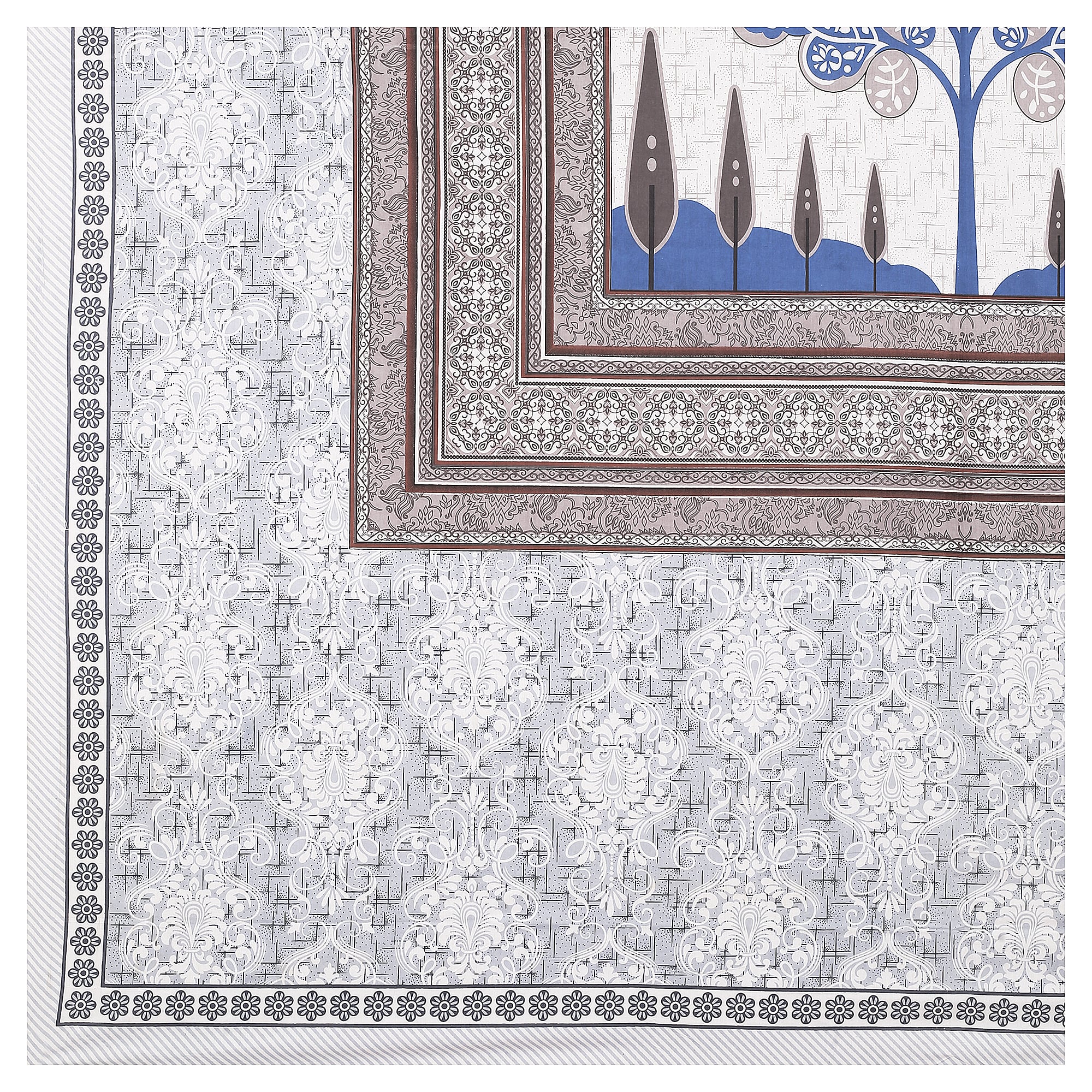 Rangmahal Collection 90x108 Viscose Double Bedsheet with Artistic Tree of Life Design & Matching Pillow Covers