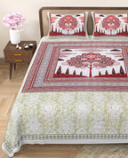 Rangmahal Collection 90x108 Viscose Double Bedsheet with Artistic Tree of Life Design & Matching Pillow Covers