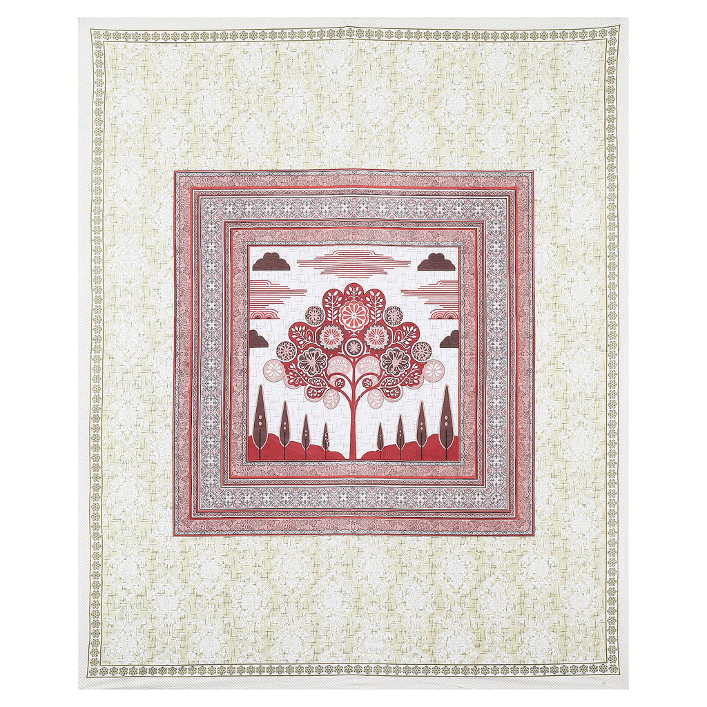 Rangmahal Collection 90x108 Viscose Double Bedsheet with Artistic Tree of Life Design & Matching Pillow Covers