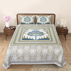 Rangmahal Collection 90x108 Viscose Double Bedsheet with Artistic Tree of Life Design & Matching Pillow Covers