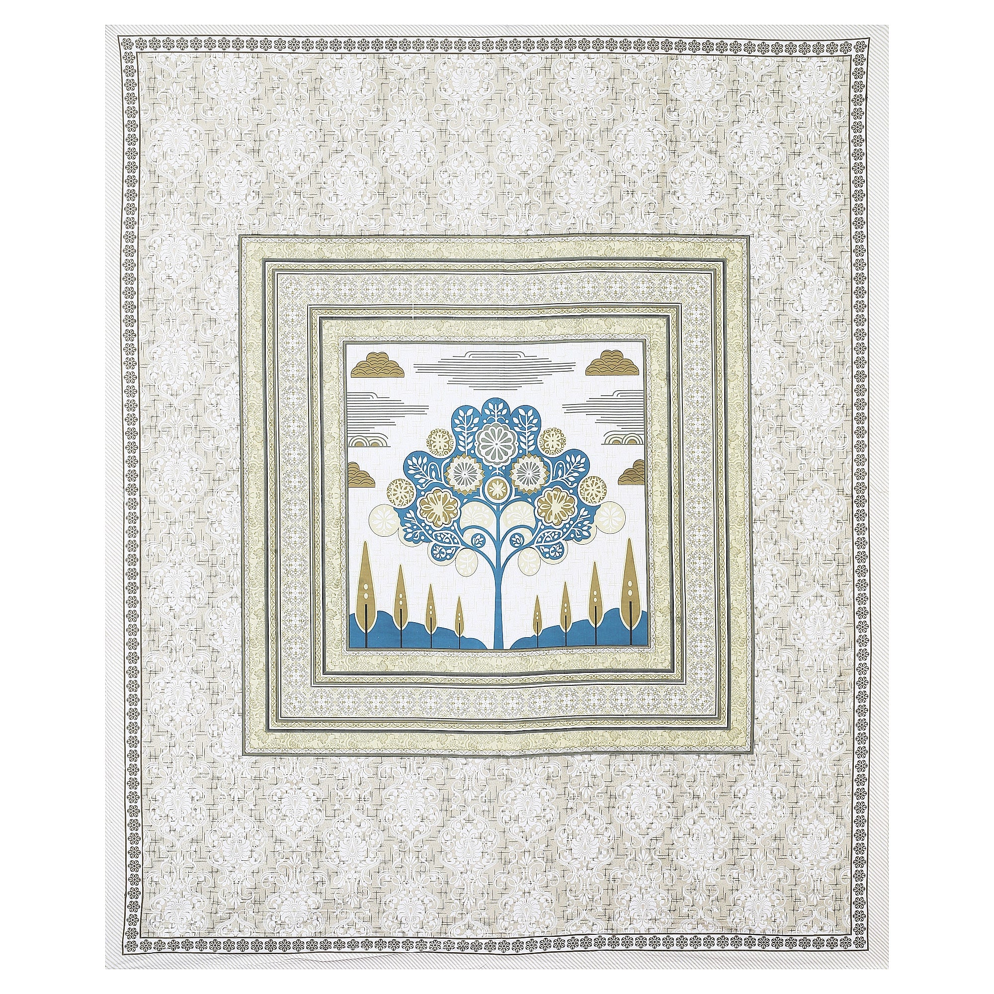 Rangmahal Collection 90x108 Viscose Double Bedsheet with Artistic Tree of Life Design & Matching Pillow Covers