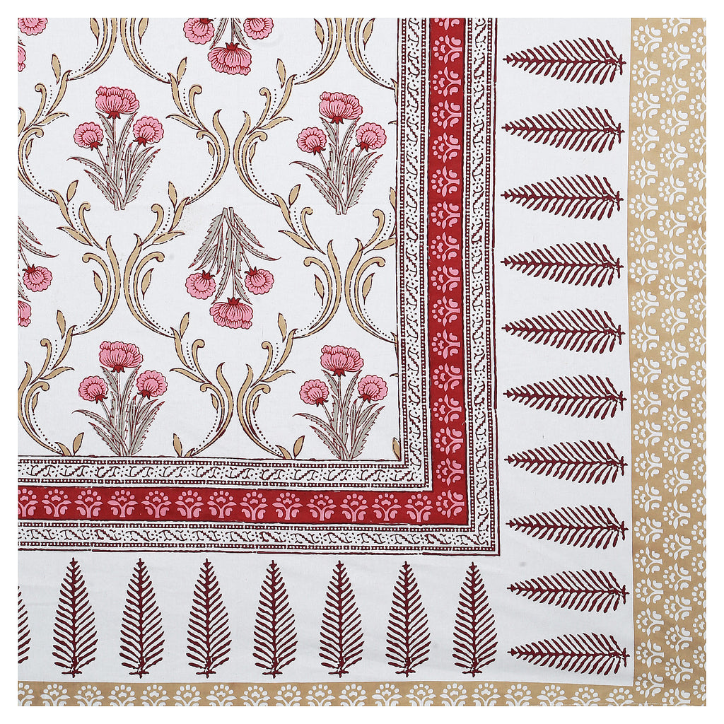 95x108 Viscose Hungama Collection Double Bedsheet with Traditional Leaf & Floral Print + Pillow Covers