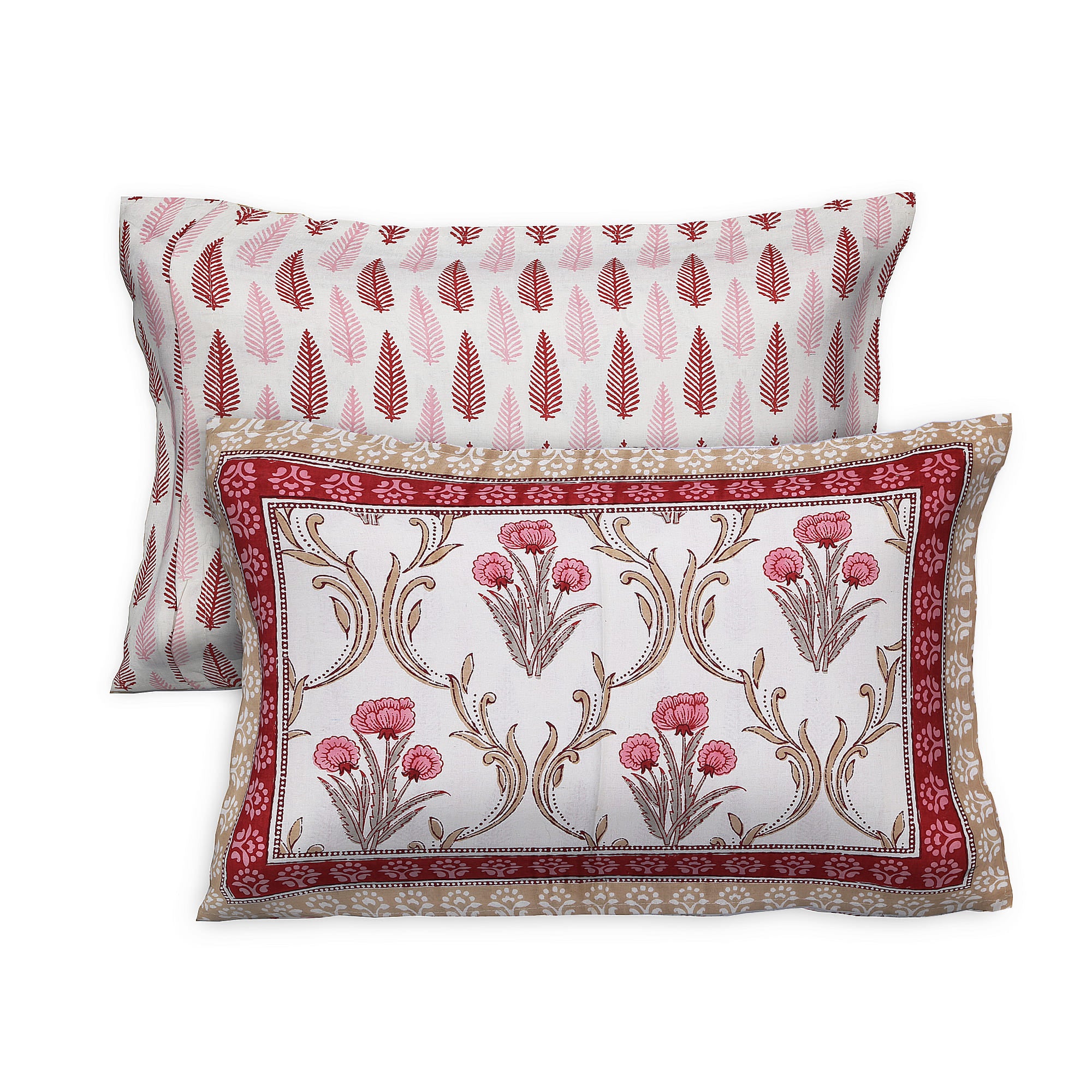 95x108 Viscose Hungama Collection Double Bedsheet with Traditional Leaf & Floral Print + Pillow Covers