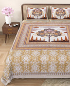 Rangmahal Collection 90x108 Viscose Double Bedsheet with Artistic Tree of Life Design & Matching Pillow Covers