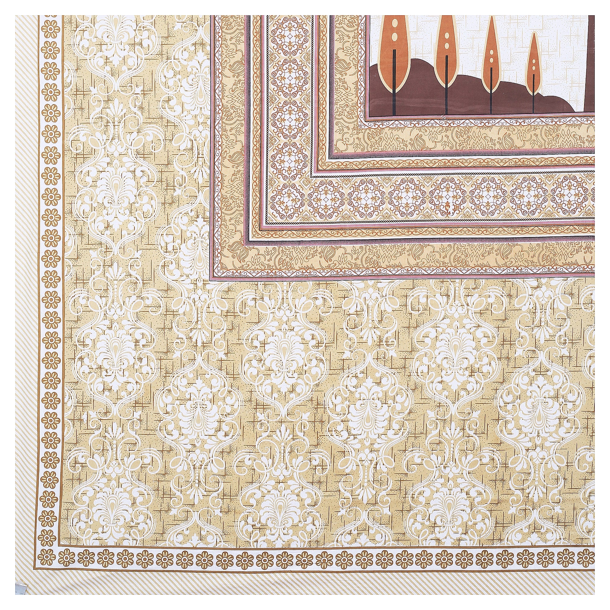 Rangmahal Collection 90x108 Viscose Double Bedsheet with Artistic Tree of Life Design & Matching Pillow Covers