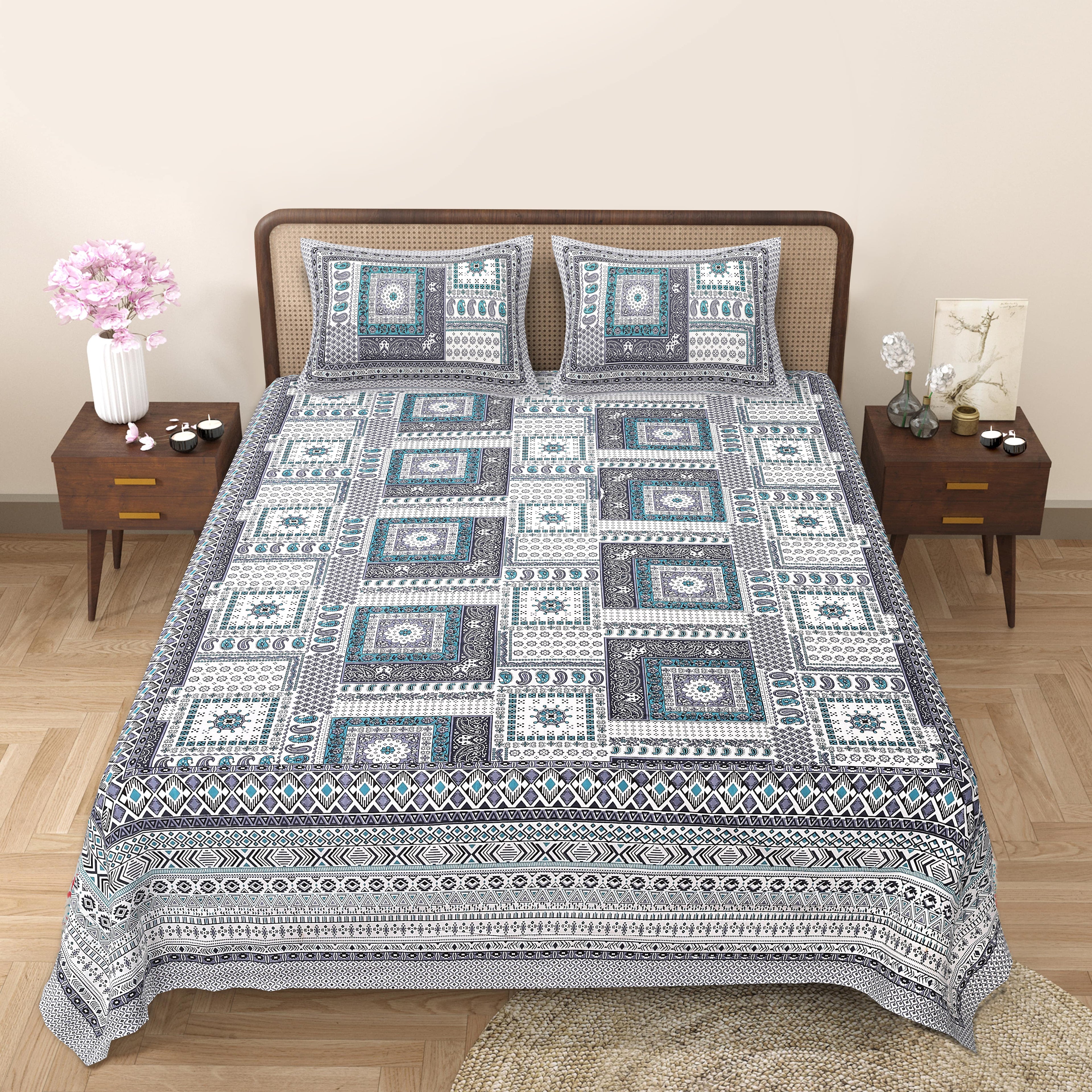 Enhance Your Home with Rang Mahal Viscose Double Bedsheet – 90x108 Inches with 2 Pillow Covers