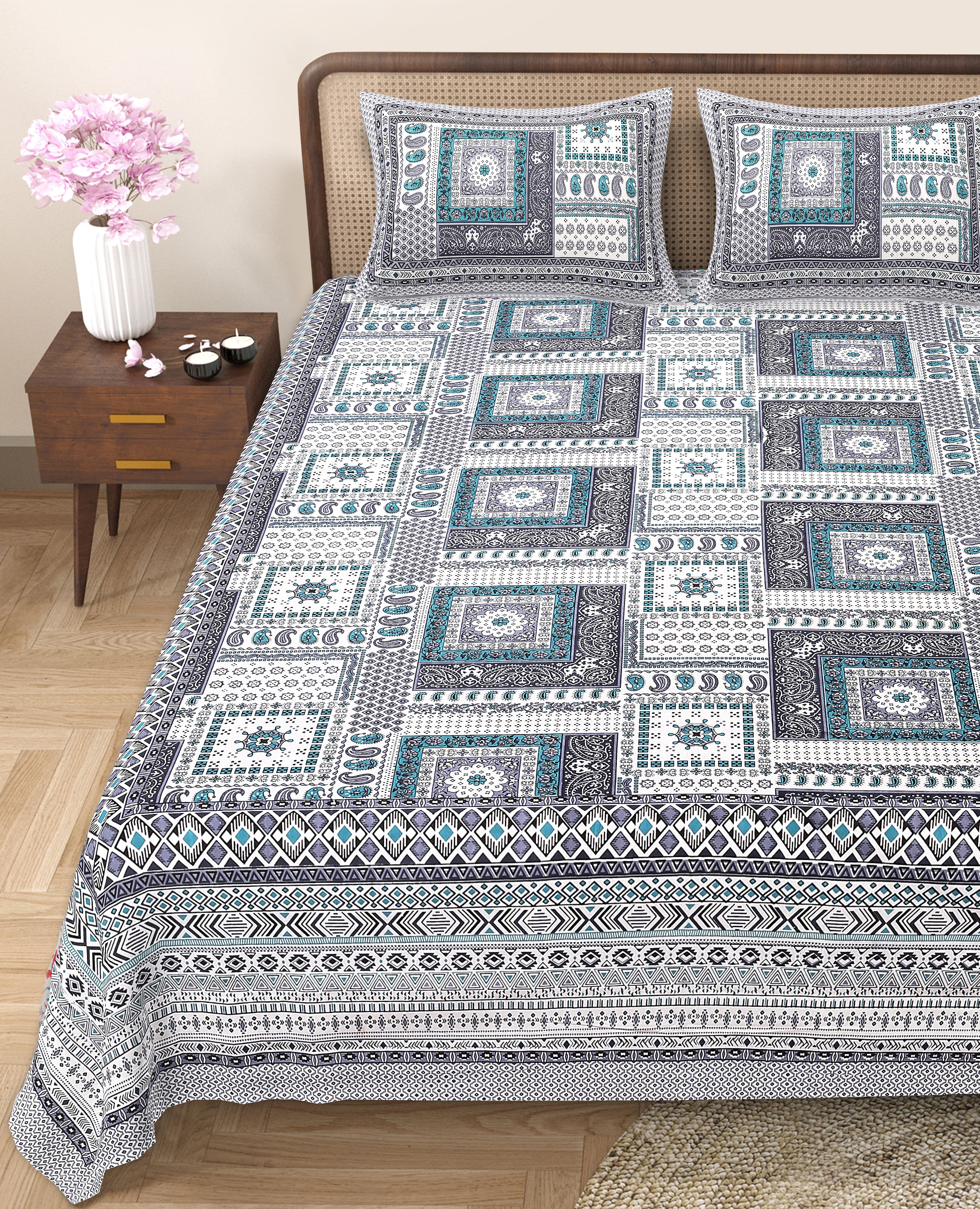 Enhance Your Home with Rang Mahal Viscose Double Bedsheet – 90x108 Inches with 2 Pillow Covers