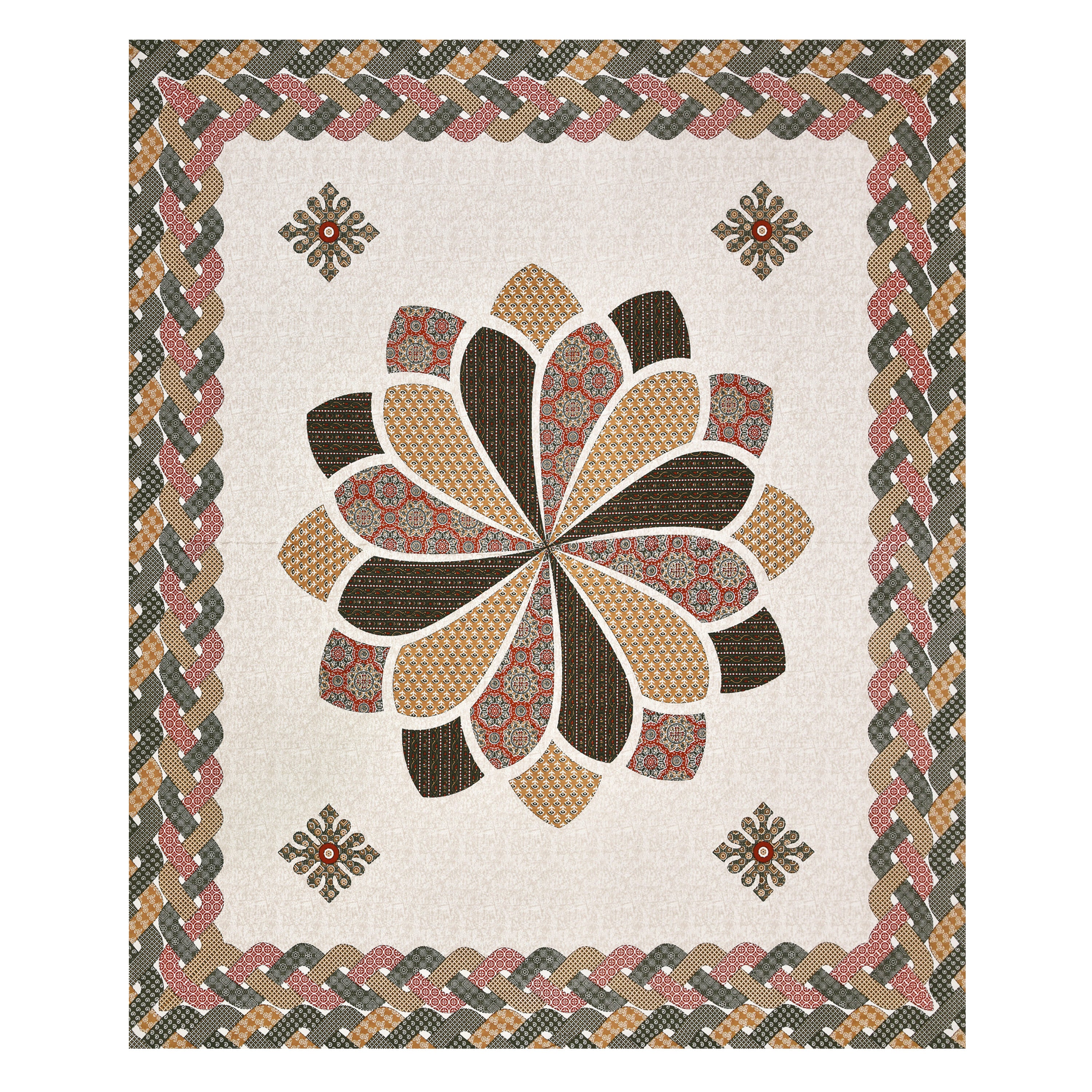 Viscose Gangour Collection 95x108 Double Bedsheet with Bold Floral Medallion Design