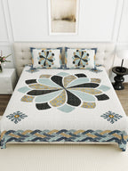 Viscose Gangour Collection 95x108 Double Bedsheet with Bold Floral Medallion Design