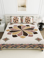 Viscose Gangour Collection 95x108 Double Bedsheet with Bold Floral Medallion Design