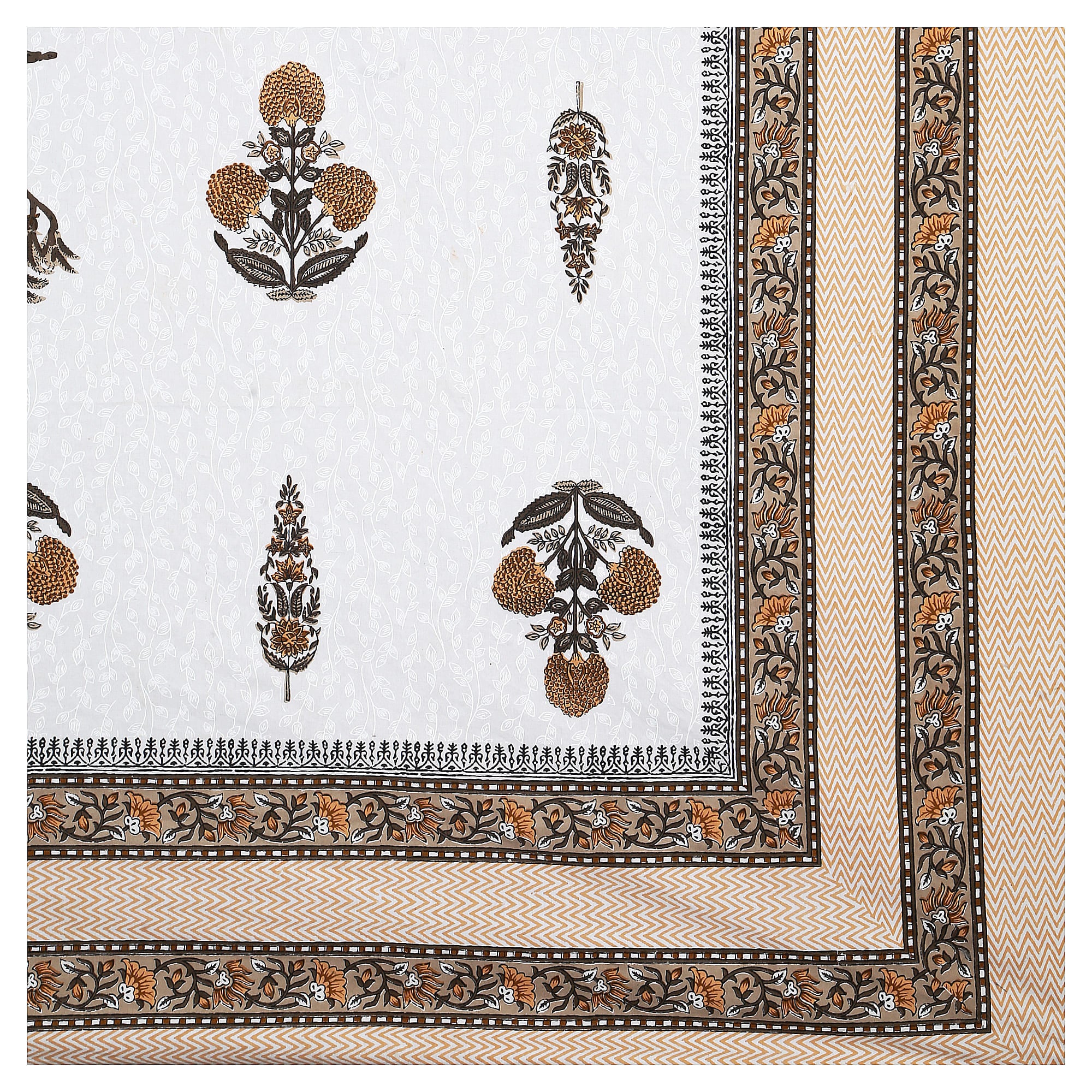95x108 Viscose Hungama Collection Double Bedsheet with Traditional Leaf & Floral Print + Pillow Covers