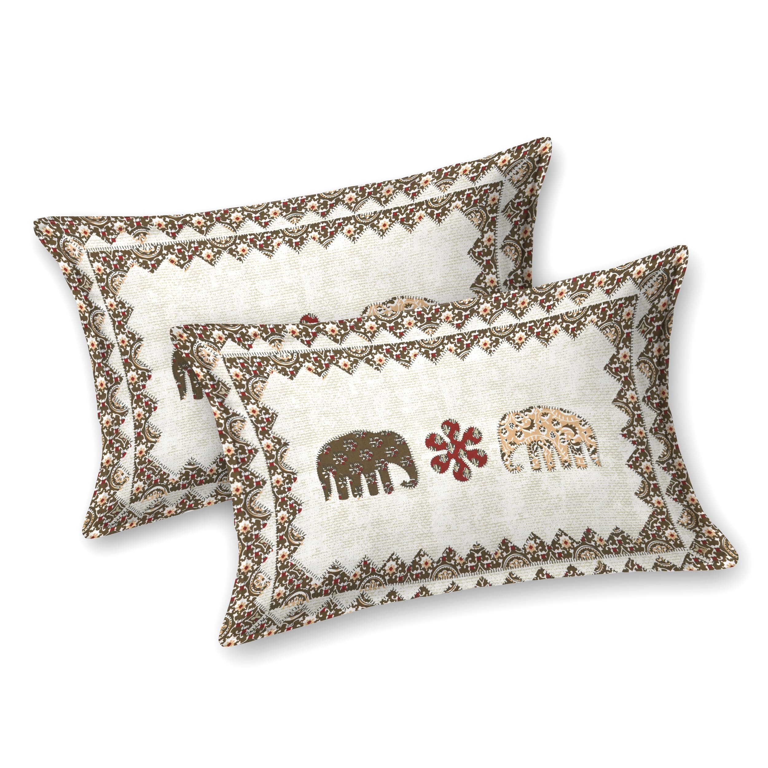 Viscose Gangour Collection 95x108 Double Bedsheet with Elephant & Motif Pattern