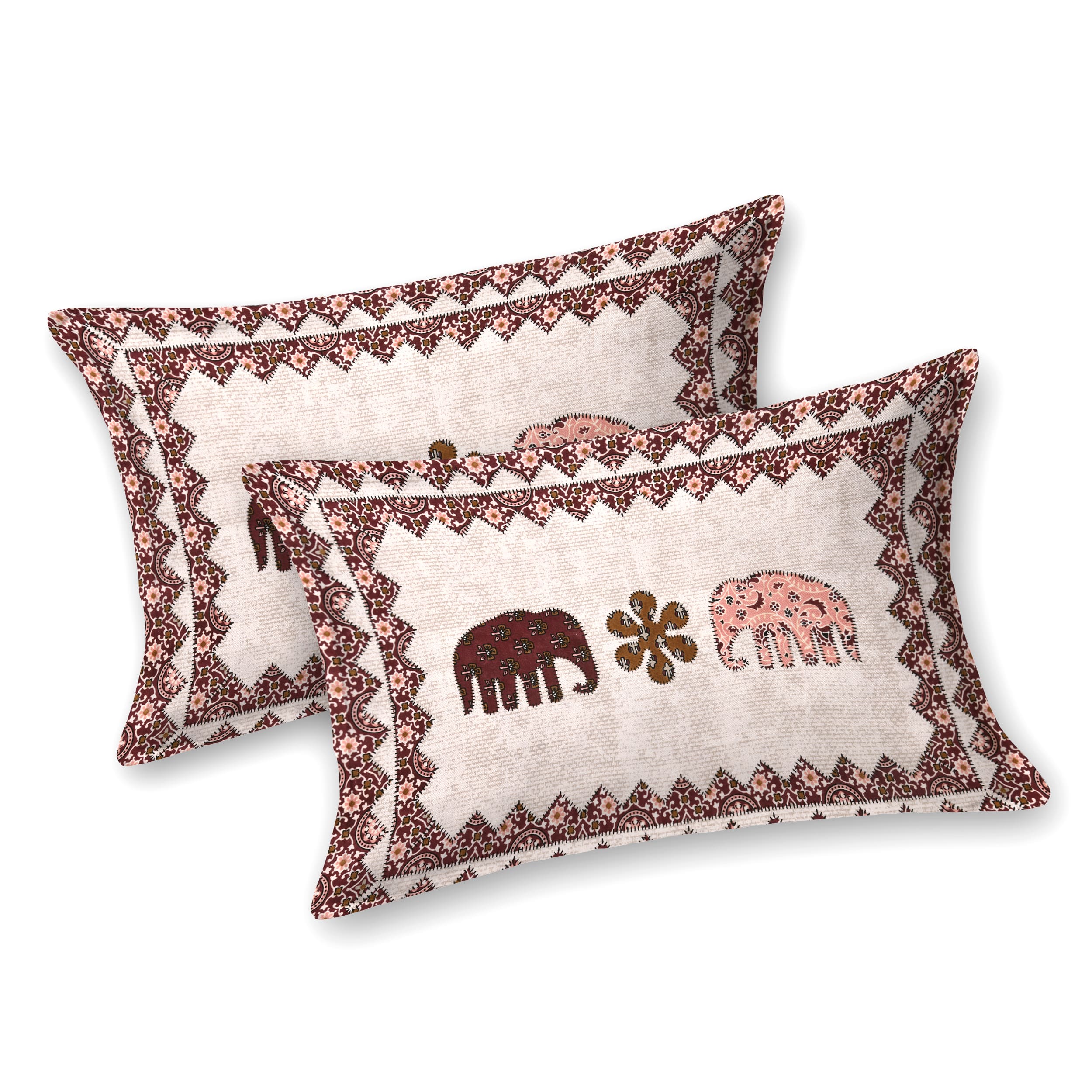 Viscose Gangour Collection 95x108 Double Bedsheet with Elephant & Motif Pattern