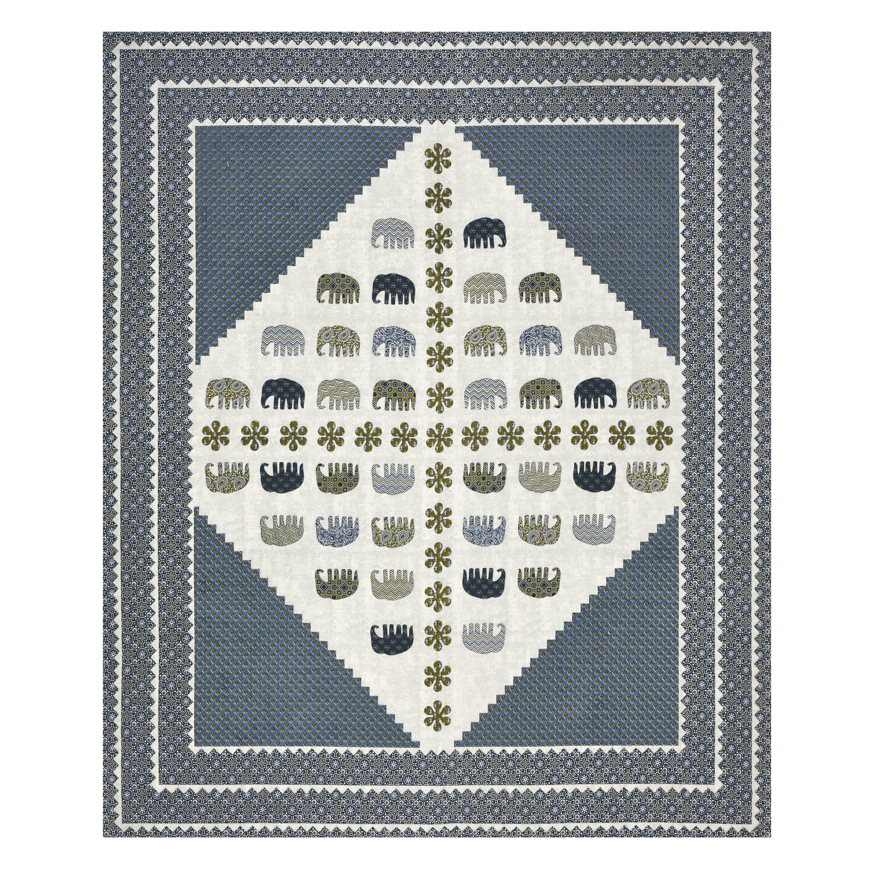Viscose Gangour Collection 95x108 Double Bedsheet with Elephant & Motif Pattern