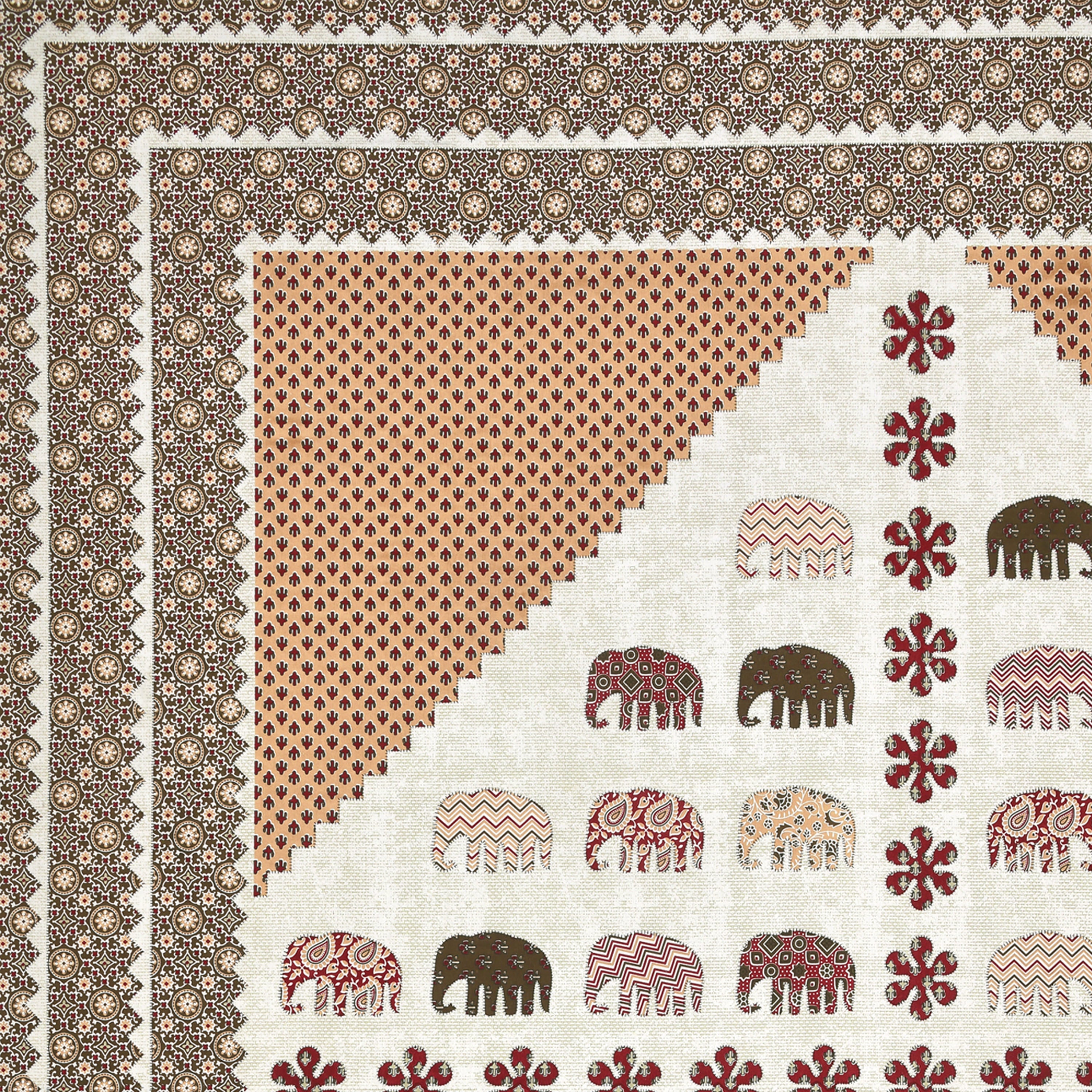 Viscose Gangour Collection 95x108 Double Bedsheet with Elephant & Motif Pattern