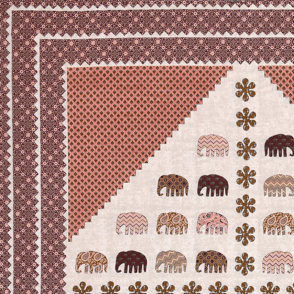 Viscose Gangour Collection 95x108 Double Bedsheet with Elephant & Motif Pattern