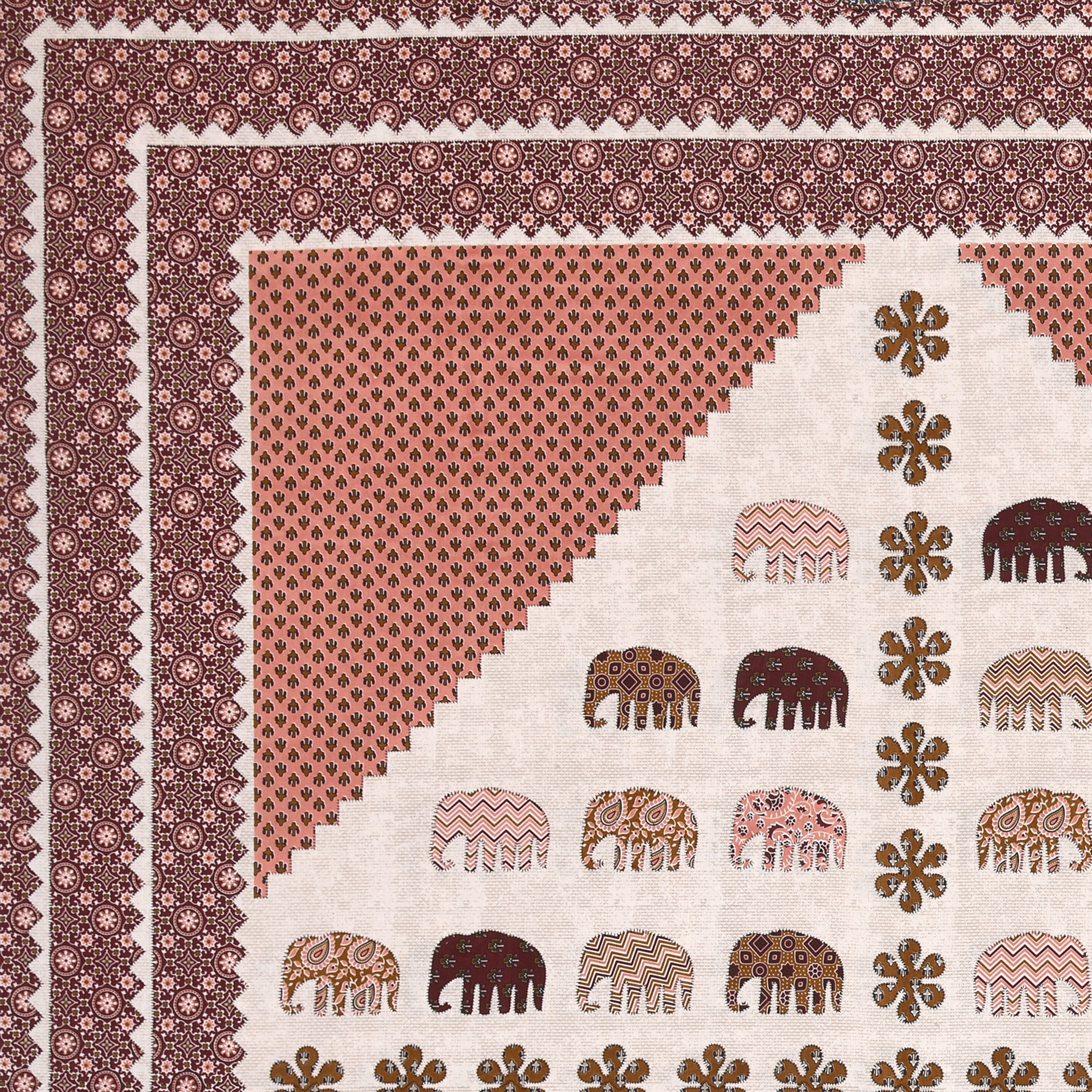 Viscose Gangour Collection 95x108 Double Bedsheet with Elephant & Motif Pattern