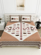 Viscose Gangour Collection 95x108 Double Bedsheet with Elephant & Motif Pattern