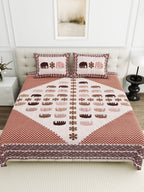 Viscose Gangour Collection 95x108 Double Bedsheet with Elephant & Motif Pattern