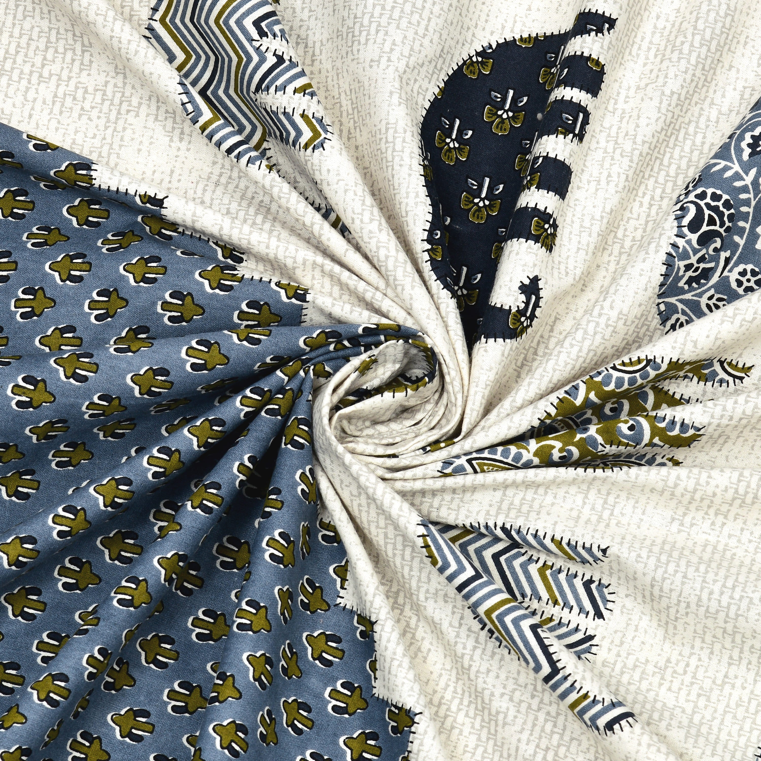 Viscose Gangour Collection 95x108 Double Bedsheet with Elephant & Motif Pattern