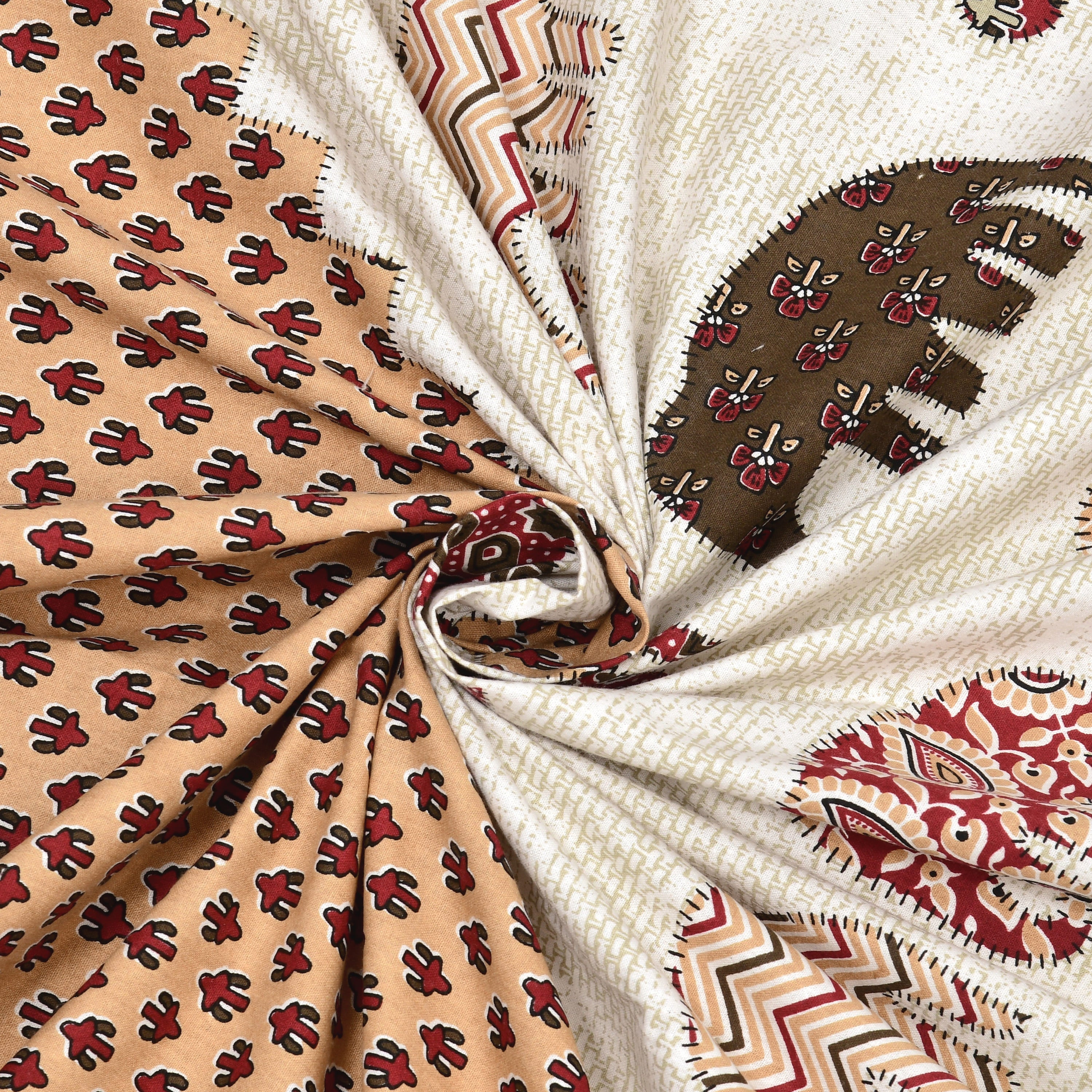Viscose Gangour Collection 95x108 Double Bedsheet with Elephant & Motif Pattern