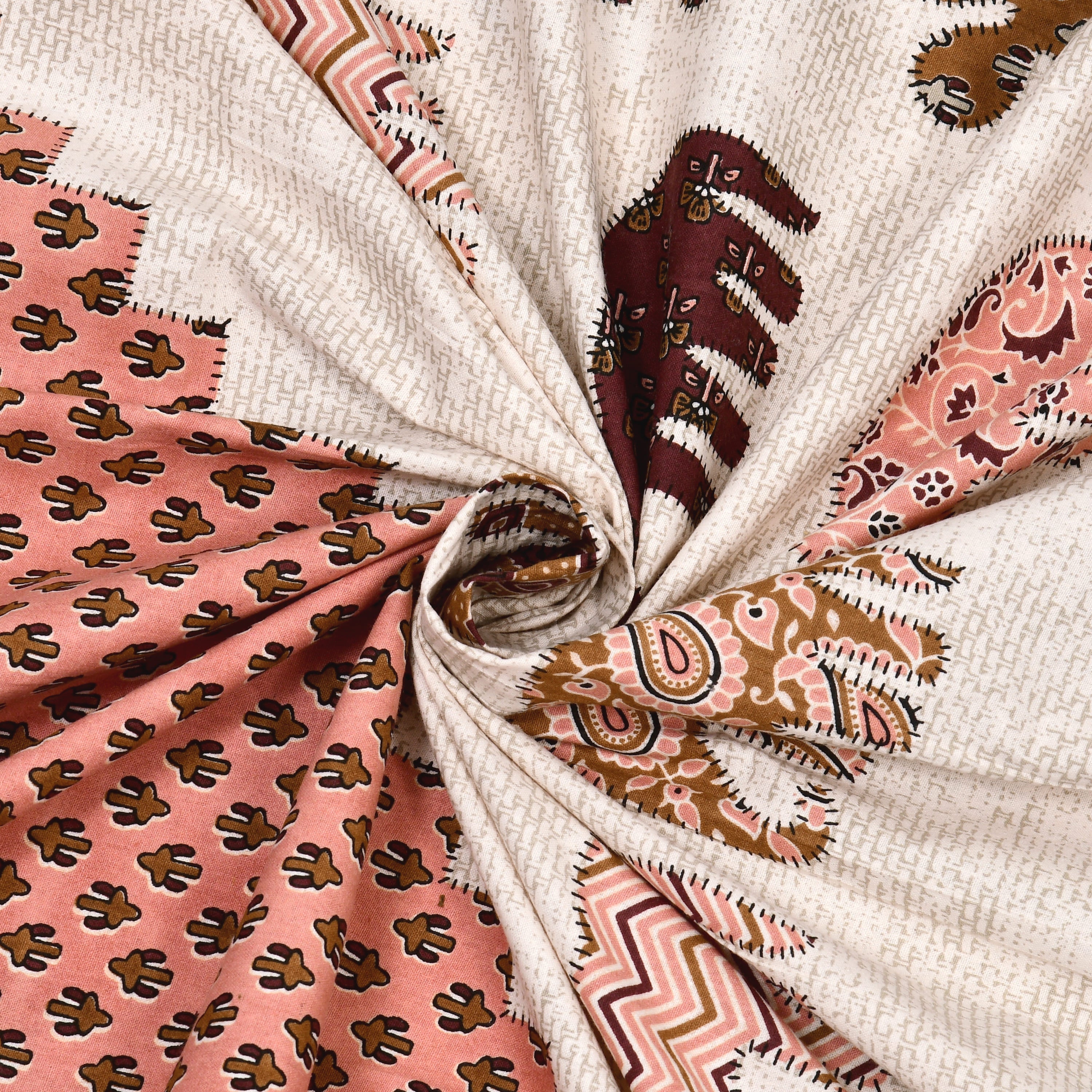 Viscose Gangour Collection 95x108 Double Bedsheet with Elephant & Motif Pattern
