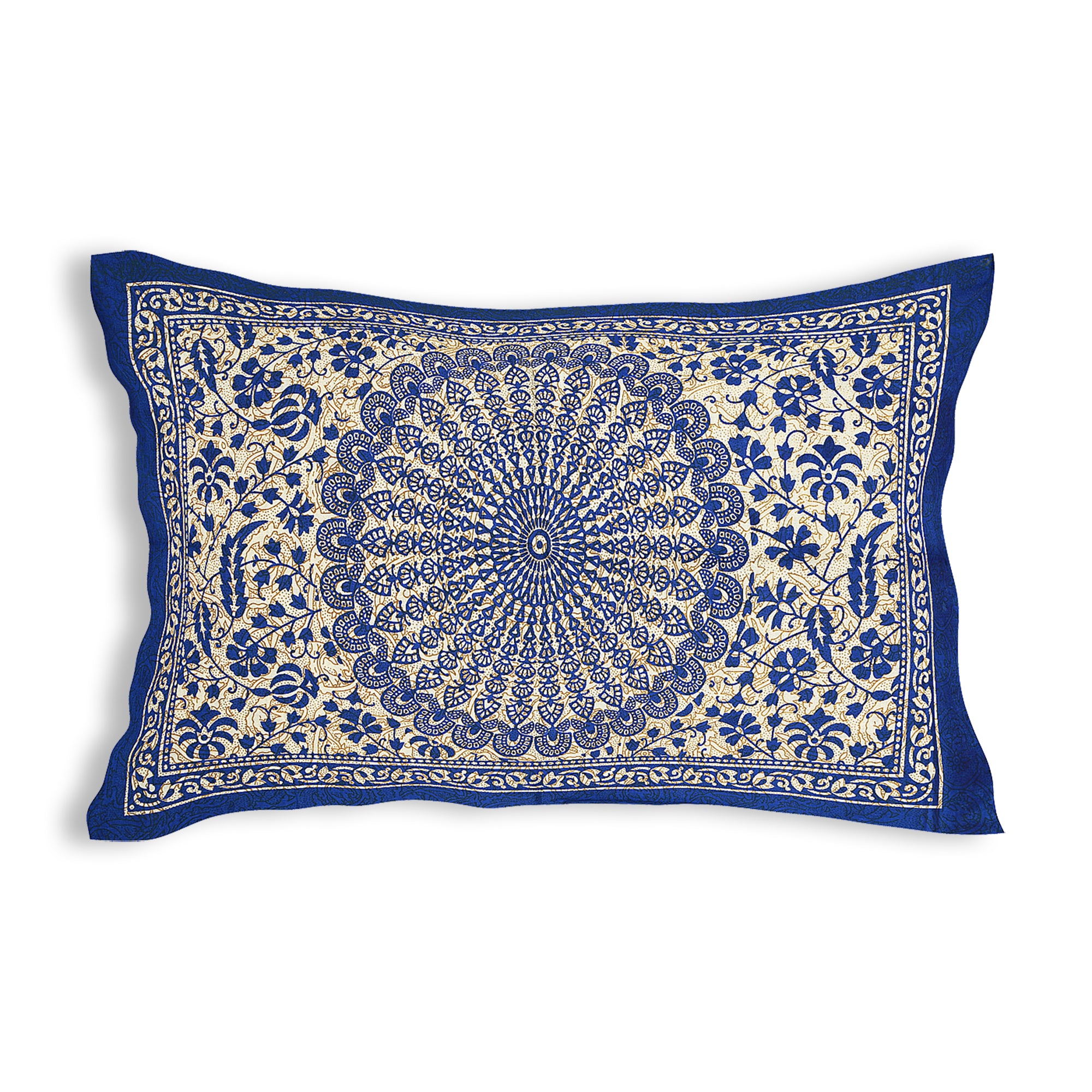 59" Traditional Mandala & Paisley Print 100% Cotton Single Bedsheet with 1 Pillow Cover (60x90)