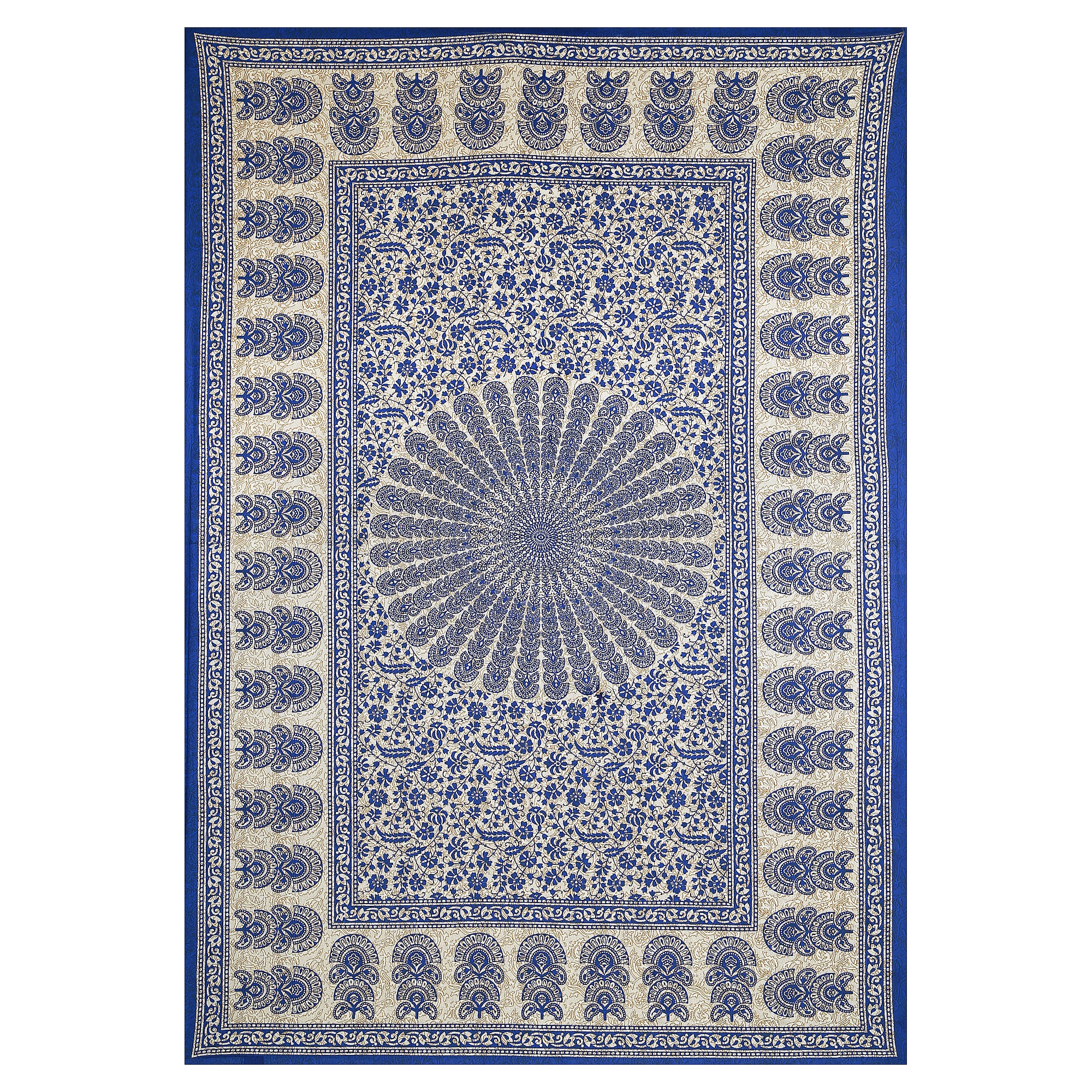 59" Traditional Mandala & Paisley Print 100% Cotton Single Bedsheet with 1 Pillow Cover (60x90)