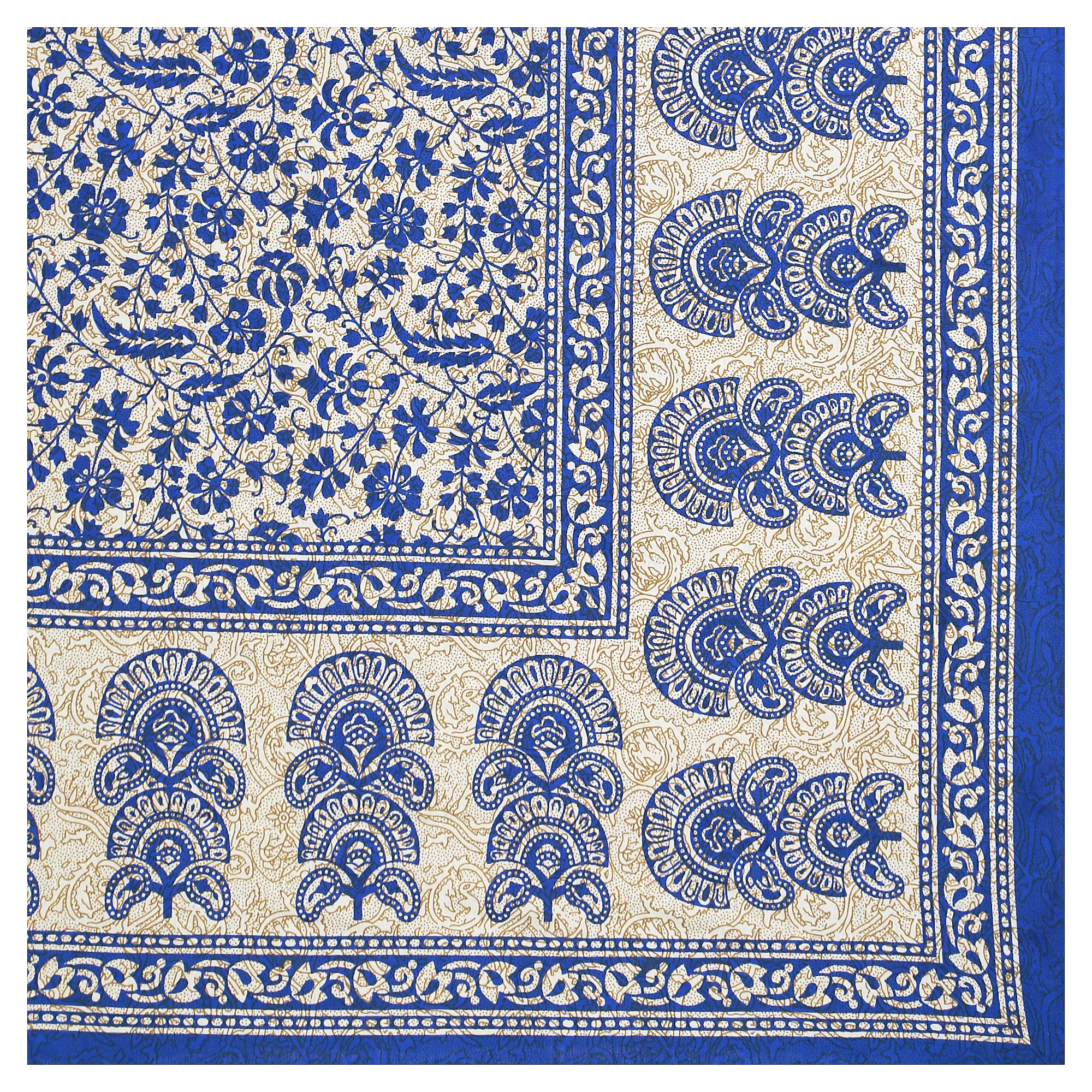 59" Traditional Mandala & Paisley Print 100% Cotton Single Bedsheet with 1 Pillow Cover (60x90)