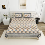 Viscose Bindaas Collection 95x108 Double Bedsheet with Diamond Floral Patterns & Pillow Covers